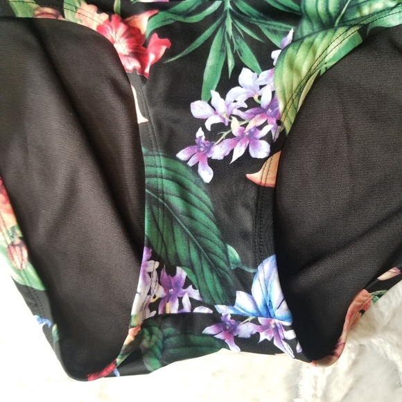 Aqua Green Tropical Floral One Piece Swimsuit - Picture 10 of 15